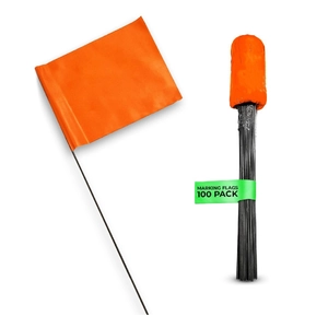 Bandierine di segnalazione in PVC arancione con aste in acciaio per rilievi 100 pezzi