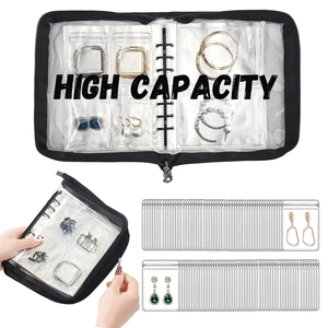 Large Capacity PVC Transparent Jewelry Storage Book Loose-leaf Zipper Binder For Earrings Necklaces Organizer Case Portable Accessories Protection Bag