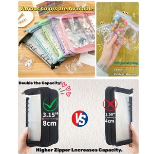 Thickened PVC jewelry storage album with multi-color binders and transparent zipper bags