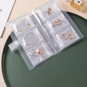 Three-grid transparent jewelry storage book with 84 slots for earrings and necklaces