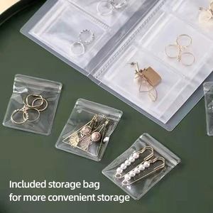 Transparent PVC jewelry storage book with seal bags for rings and necklaces organizing