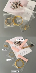 Transparent PE jewelry storage bags in multiple sizes with pink slide lock closure