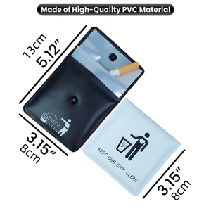Cenicero de bolsillo portátil de PVC con forro térmico e icono ecológico de limpieza