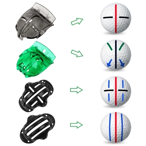Golf ball marker tool set with multiple alignment templates and color marking pens
