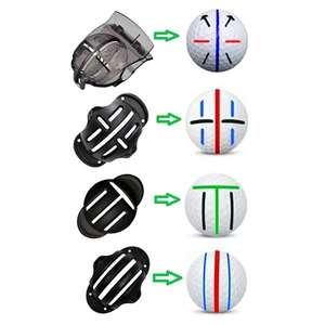 Golf ball marker stencil set with 4 plastic molds for creating precise putting alignment lines