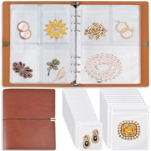 Portable PU Leather Jewelry Organizer Book With PVC Transparent Anti-Oxidation Sealed Bags Travel Jewelry Storage Case Binder