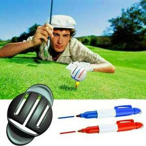 Golf ball alignment kit with black marker tool and red and blue permanent pens