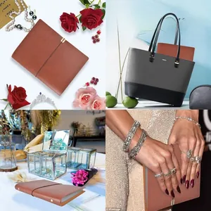 Portable brown leather travel jewelry storage book with multi-slot inner organization