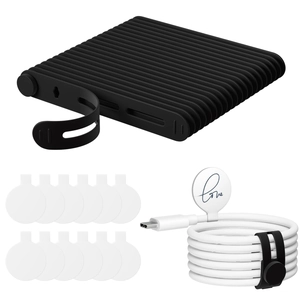 32-piece silicone cable organizer set with multi-slot base and magnetic cable ties