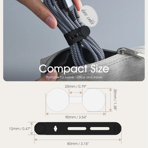 32-piece silicone cable ties set with labels for data cords and chargers management