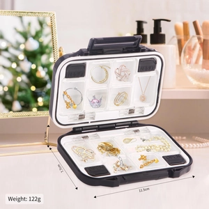 Portable waterproof jewelry box with double-layer sealed compartments for rings and necklaces