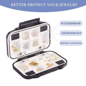 Waterproof double-layer jewelry box with secure latch for necklaces and rings