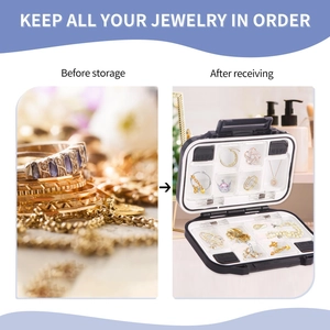 Portable double-layer waterproof jewelry box with transparent compartments for organized storage