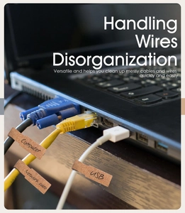 Brown leather cable labels for computer and network wire organization management