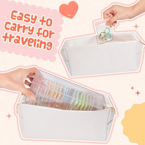Portable jewelry storage bag with PVC sealed pouches for necklaces and earrings traveling