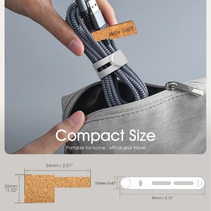 38-piece silicone cable organizer set with cork labels and snap ties for wire management