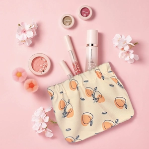 Pochette de maquillage imperméable motif pêche avec fermeture automatique souple