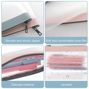 Waterproof frosted PVC pencil case with large capacity and smooth zipper for students