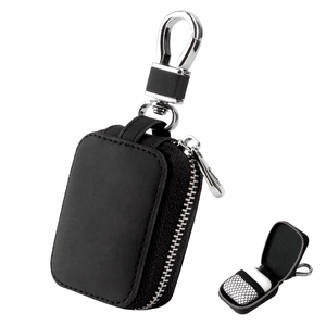 Portable PU Leather Earphone Storage Case Shockproof Travel Pouch Mini Zipper Bag With Carabiner Hook For Headphones