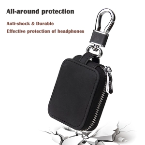 All-around protection black earphone case with durable zipper and anti-shock design