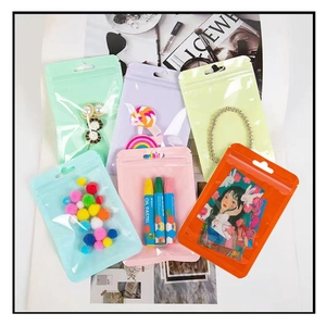 Colorful macaron matte ziplock pouches with clear window for jewelry storage