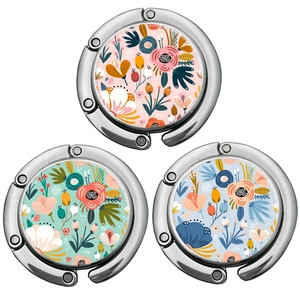 Tragbare Klappbare Handtaschenhaken Für Tisch Metalllegierung Floral Bedruckt Handtaschenaufhänger Magnetischer Schreibtisch Taschenaufhänger Haken Für Damen