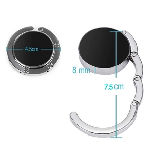 Tragbarer faltbarer Handtaschenhalter aus Metall für Tische mit rundem Paneel