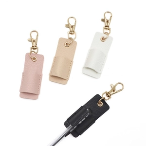 Leather nurse pen holder necklace with keychain in pink, beige, white, and black colors