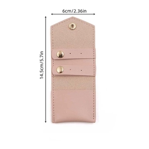Tragbare Schmucktasche aus rosa PU-Leder mit Druckknopf und internen Haltebändern