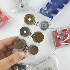 Portable Japanese coin organizer with transparent PVC case for 1 to 500 Yen coins