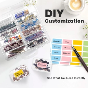 Transparent PP travel jewelry organizer box with 10 grids and colorful index labels