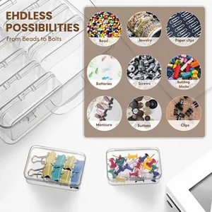 Transparent PP plastic mini jewelry storage box with flip lid for small bead organization
