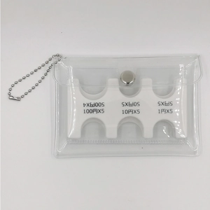Detail of transparent PVC coin purse with white coin organizer for Japanese Yen storage