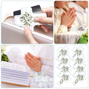 10-piece clear cross-shaped gift boxes for First Communion with floral lid design