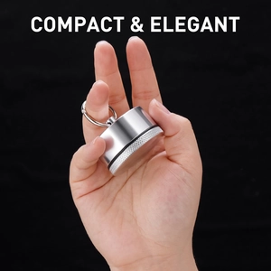 Mini silver aluminum alloy jewelry pill box with non-slip texture and keychain ring