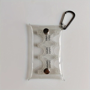 Detailed top view of a transparent PVC coin purse with internal Japanese yen sorter slots