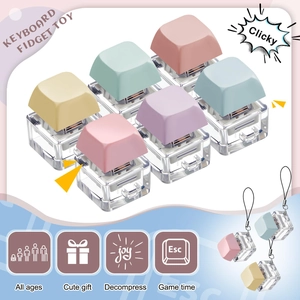 Mechanical keyboard clicky fidget toy with colorful macaron keys on keychain