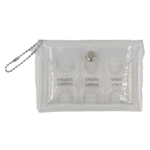 Portable transparent PVC coin organizer with Japanese yen sorter and metal ball chain