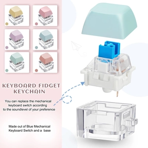 Mechanical keyboard fidget keychain with macaron keycaps and swappable switch view