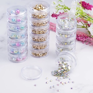 6-tier clear stackable round storage box for jewelry, beads, and nail art accessories