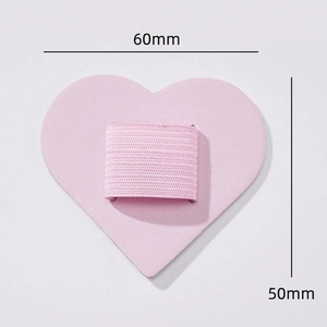 Pink heart-shaped PU leather self-adhesive pen holder for notebooks with elastic loop