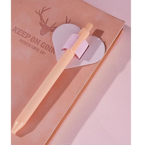 Self-adhesive heart PU leather pen holder with elastic loop for notebooks and tablets