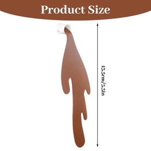 Creative spilled coffee cup bookmark in brown PU leather, 13.5cm height product dimensions