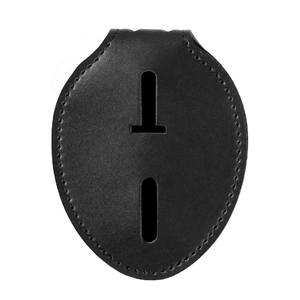 Genuine Leather Professional Security Badge Holder Oval Card Case With Belt Clip And Neck Chain Security Enforcement Pocket