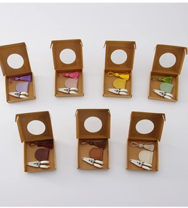 Mini precision scissors set with leather covers and colorful silk tassels in gift boxes