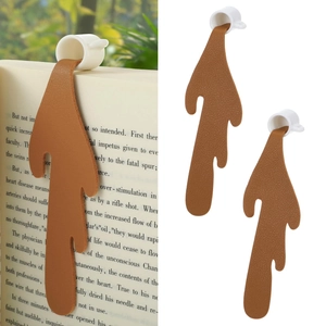 Macro view of spilled coffee liquid effect bookmark made of premium brown PU leather