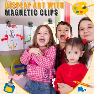 12-pack black magnetic clips for displaying art and organizing documents on metal surfaces