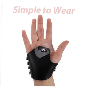 Professional black PU leather makeup palette glove with a clear PVC heart detail