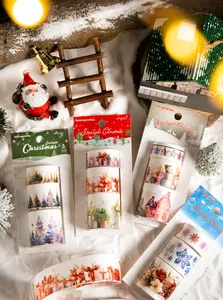 Set nastri washi natalizi con motivi di Babbo Natale e renne per decorazioni fai-da-te