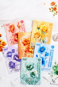 Detail of PET waterproof rainbow rose stickers for scrapbooking showing floral texture